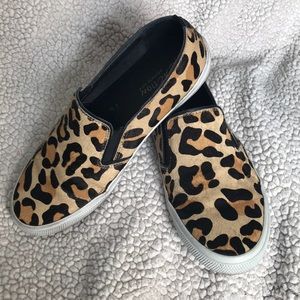 Kenneth Cole leopard print calf hair slip-ons